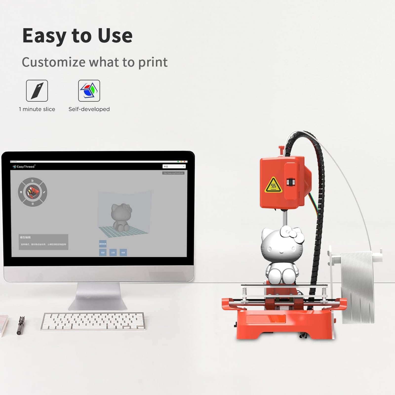 Stampante 3D, mini stampante 3D da tavolo, stampa con un solo pulsante senza necessità di livellamento, velocità massima 40 mm/s, adatta a principianti, bambini e per scopi didattici.(Black)