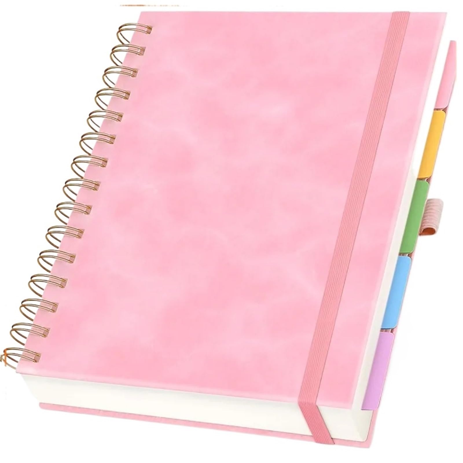 8x10 Hardcover-Notizbuch mit Lederfutter | 300 Seiten, 5 Themen, herausnehmbare Trennblätter, Pink