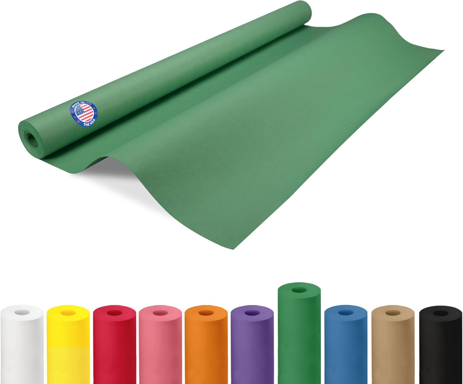 36" x 1200" (100 feet) Green Kraft Paper Roll - USA-Made Quality Craft Paper for Gift Wrapping, Kids' Arts & Crafts, School Projects - 100% Recycled Natural Material 50lb Thickness by IDL Packaging Green 36"x100' (#50 thick) Pack of 1