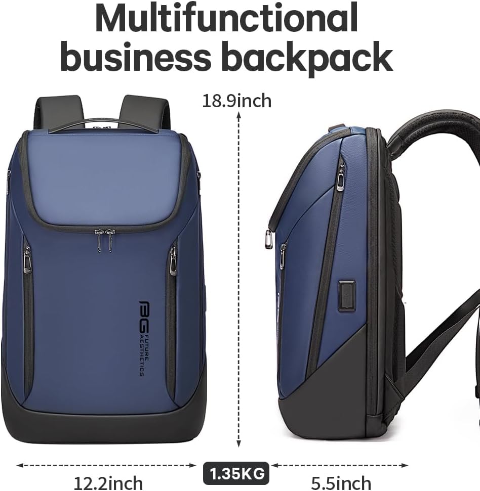 Image of Red Lemon BANGE Captain Business Smart Backpack Water-Resistant fit 15.6 Inch Laptop Backpack with USB Charging Port,Travel Durable Backpack for Men and Women (Dark Blue)