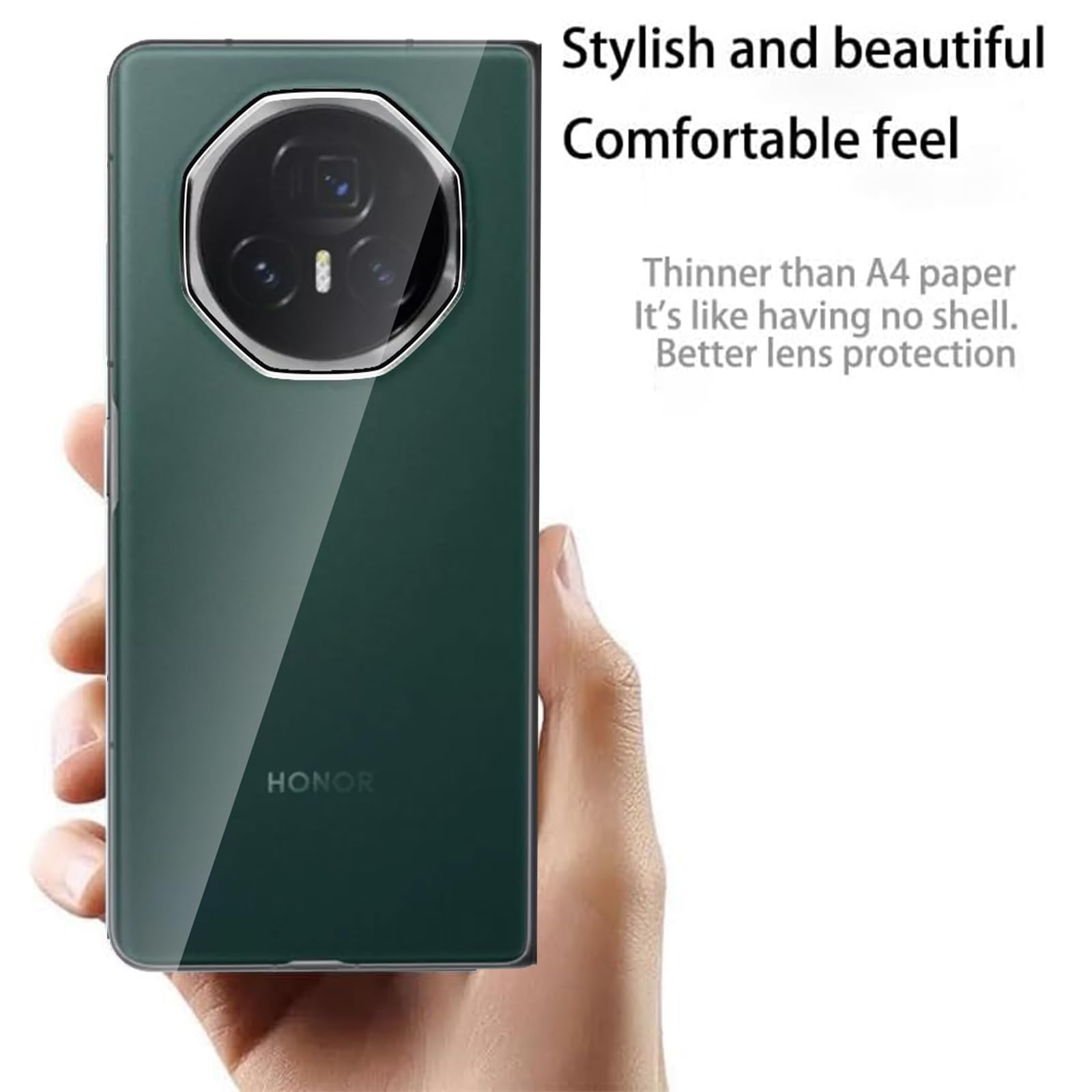 KUSINHOKA Case Compatible with Honor Magic V3 5G,Anti Fall Shock Absorbing Anti Scratch Slim Hard PC Protective Cover For Honor Magic V3 5G,Transparent - Image 4