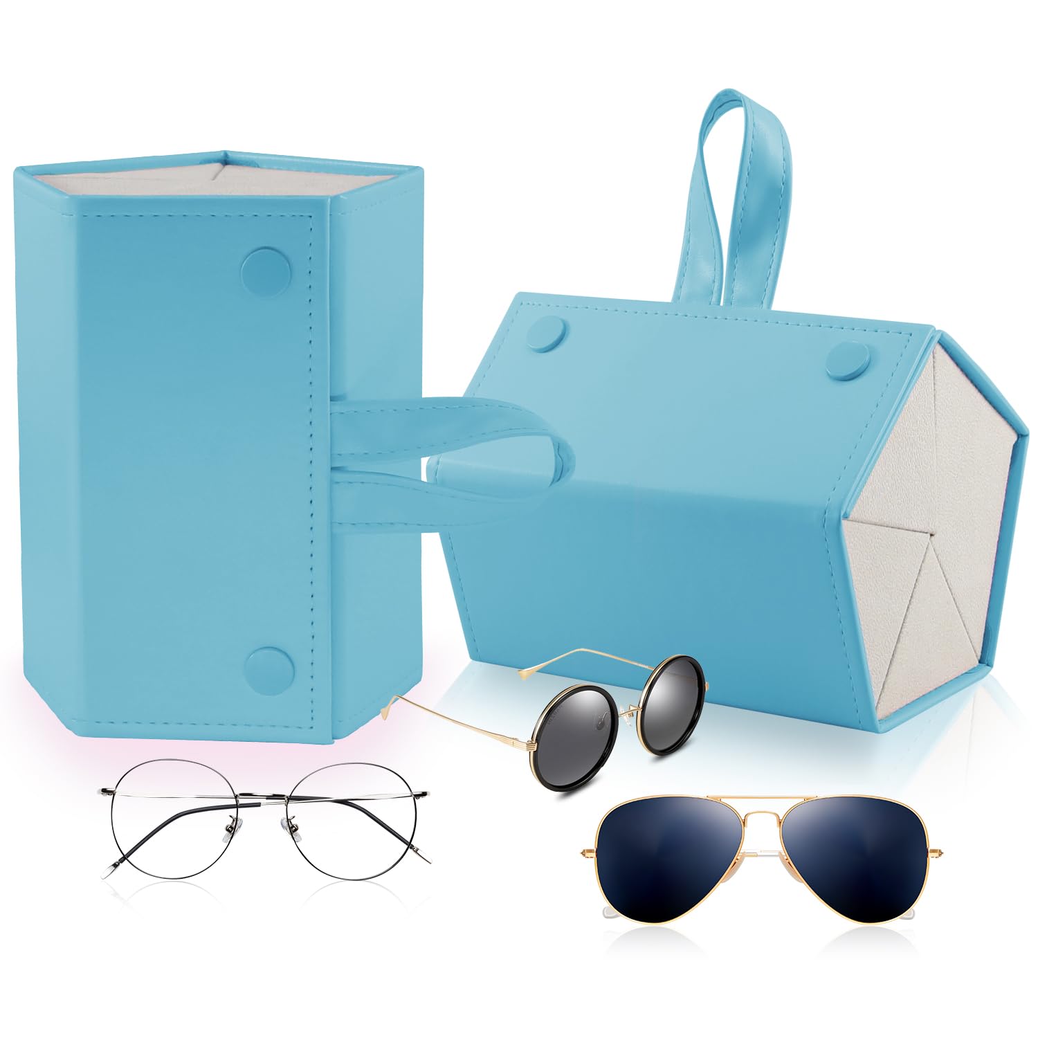 SMARTTOP Organizador de gafas de sol, 5 ranuras, 6 ranuras, caja de almacenamiento de lentes de poliuretano, múltiples pantallas colgantes