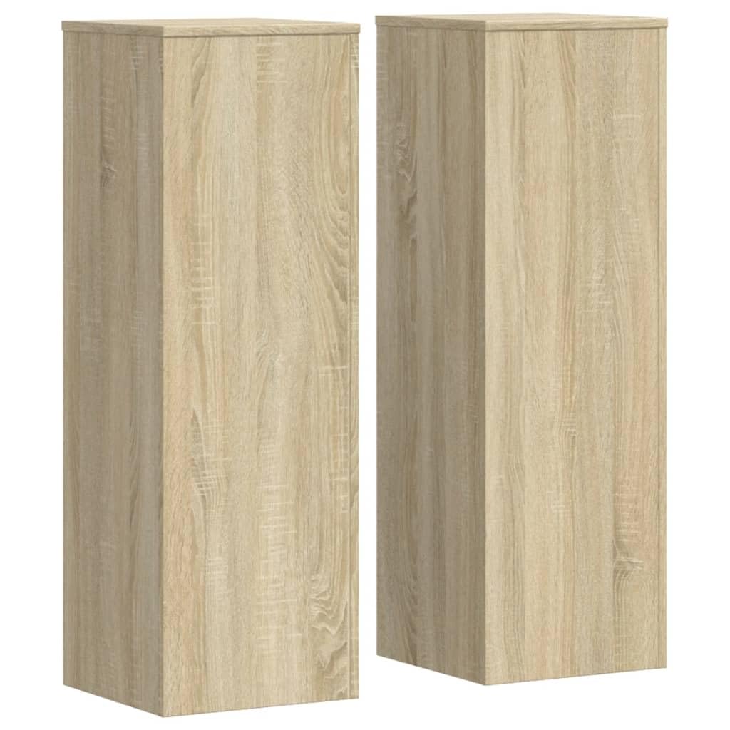 Lot de 2 supports pour plantes en chêne Sonoma 33 x 33 x 100 cm Matériau en bois Étagère à plantes, étagère à fleurs pour intérieur/extérieur, Support de fleurs pour jardin, salon, balcon