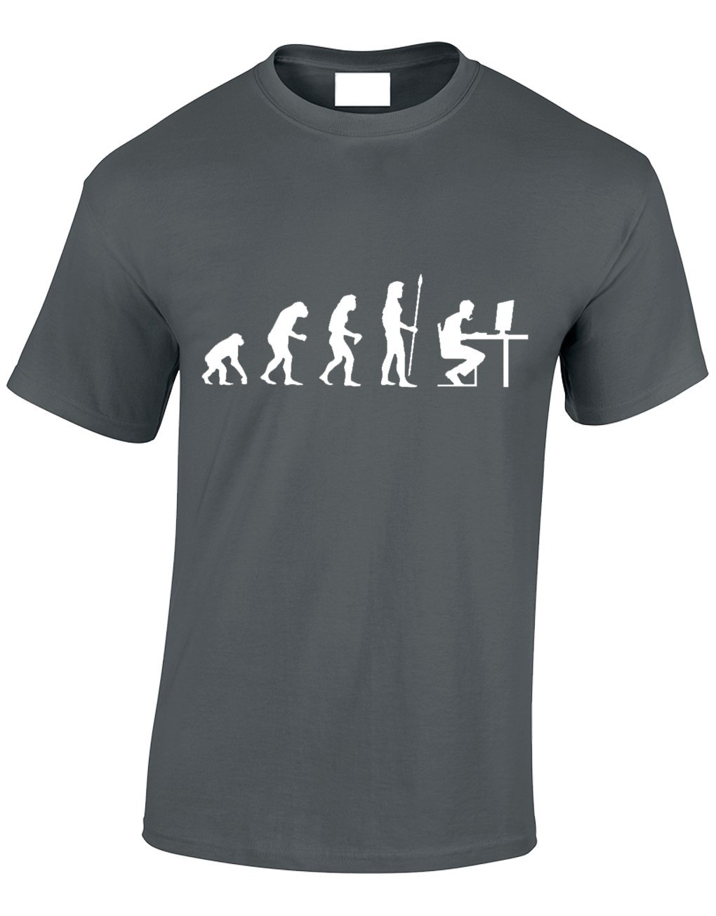 Crown Designs The Evolution of a Pc Gamer Cool Video Game Fan for Men & Teenagers T-Shirts Tops - Charcoal/Large