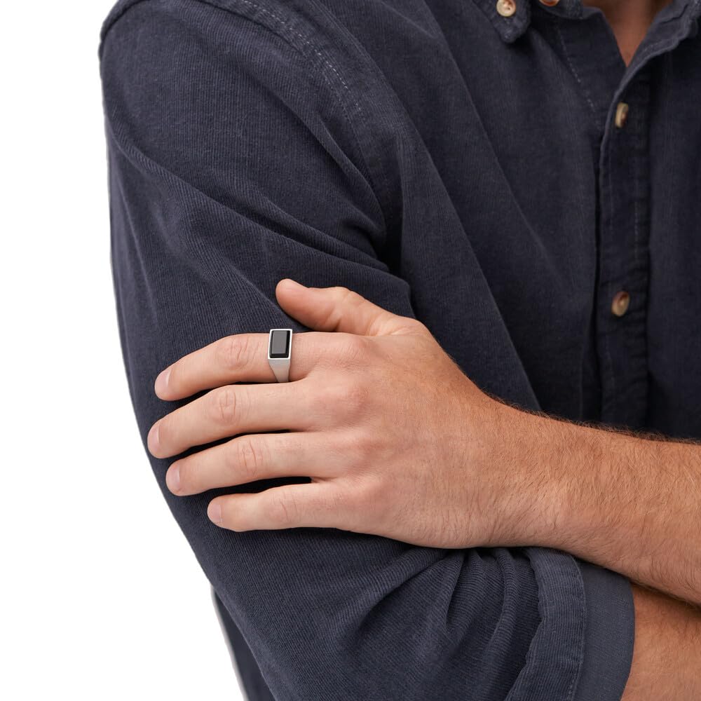 Fossil Herrenring Schmuck, Silber-Ton oder Gold-Ton Edelstahl Signet