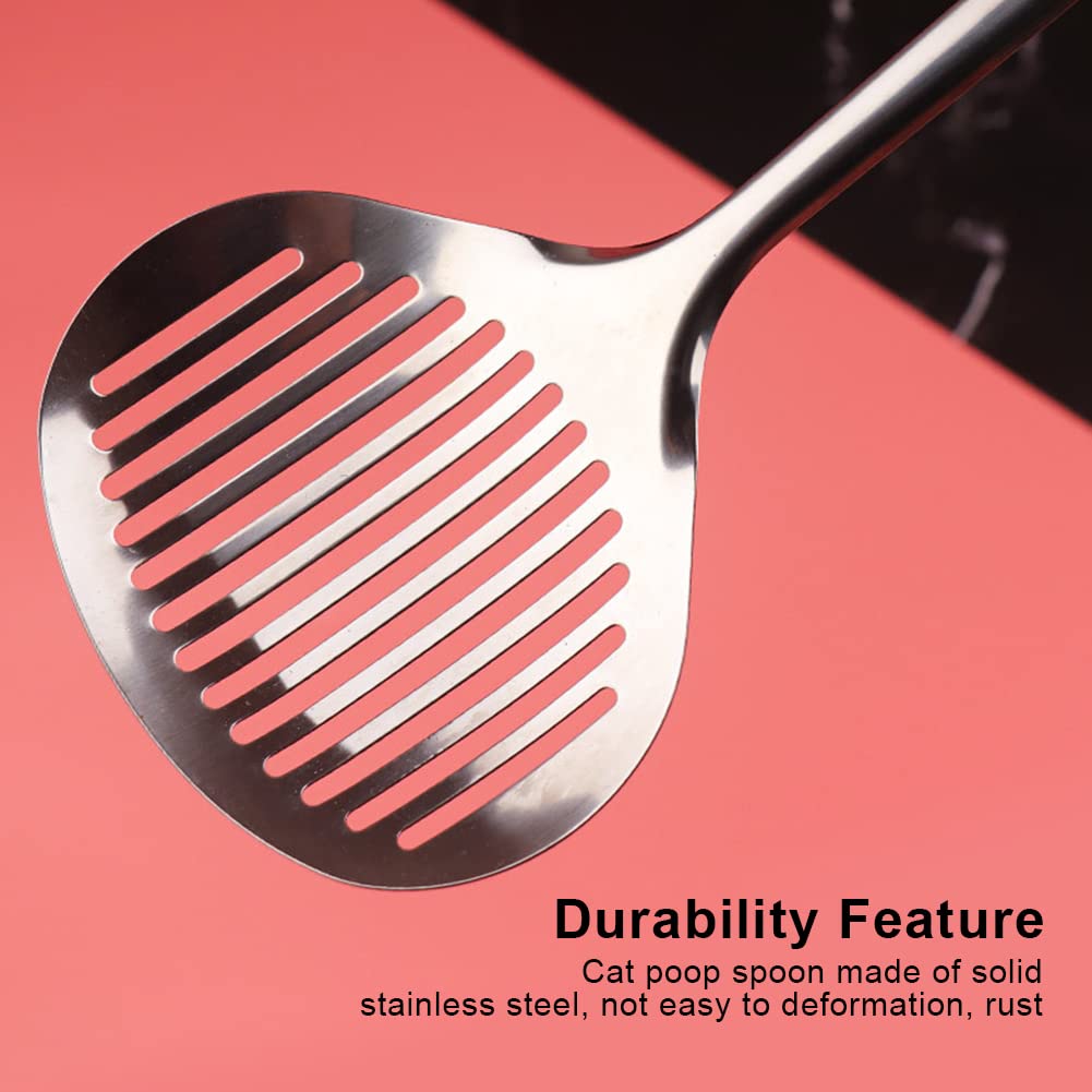 2pcs Cat Litter Scoop, Stainless Steel Litter Scoop Long Handle Durable Cat Mesh Shovel (Sliver) - image 5