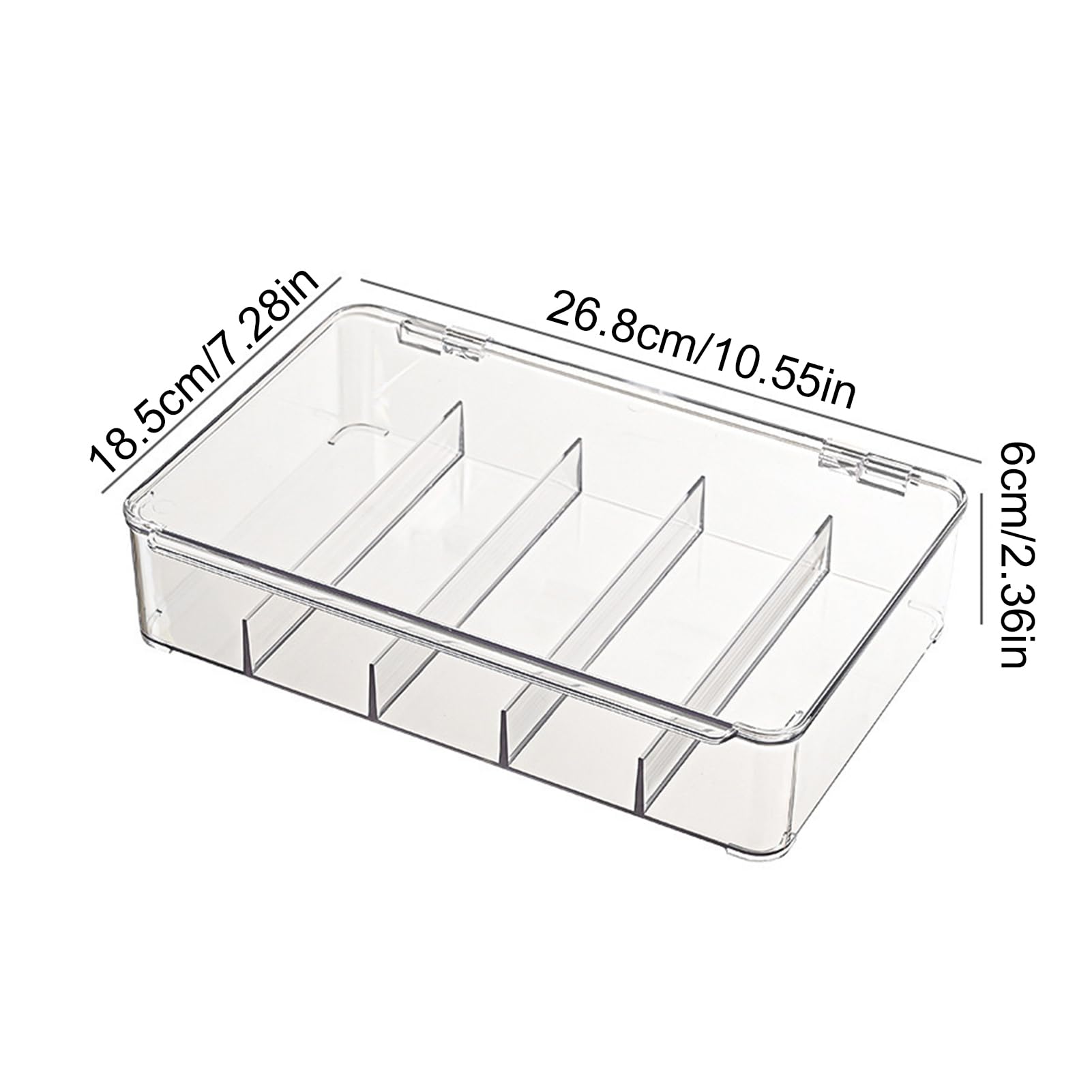 Pudełko do przechowywania okularów z 5 przegródkami, przezroczysty design, pyłoszczelny organizer na okulary przeciwsłoneczne, okulary i małe przedmioty, pudełko do przechowywania na biurko