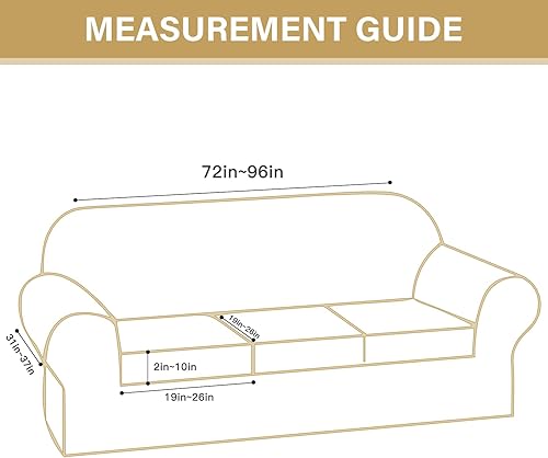 Miniatura 7 de Lamberia Funda de sofá estampada para sillón de 3 cojines, funda de sofá de alta elasticidad de 4 piezas con tres fundas de cojín separadas, parte