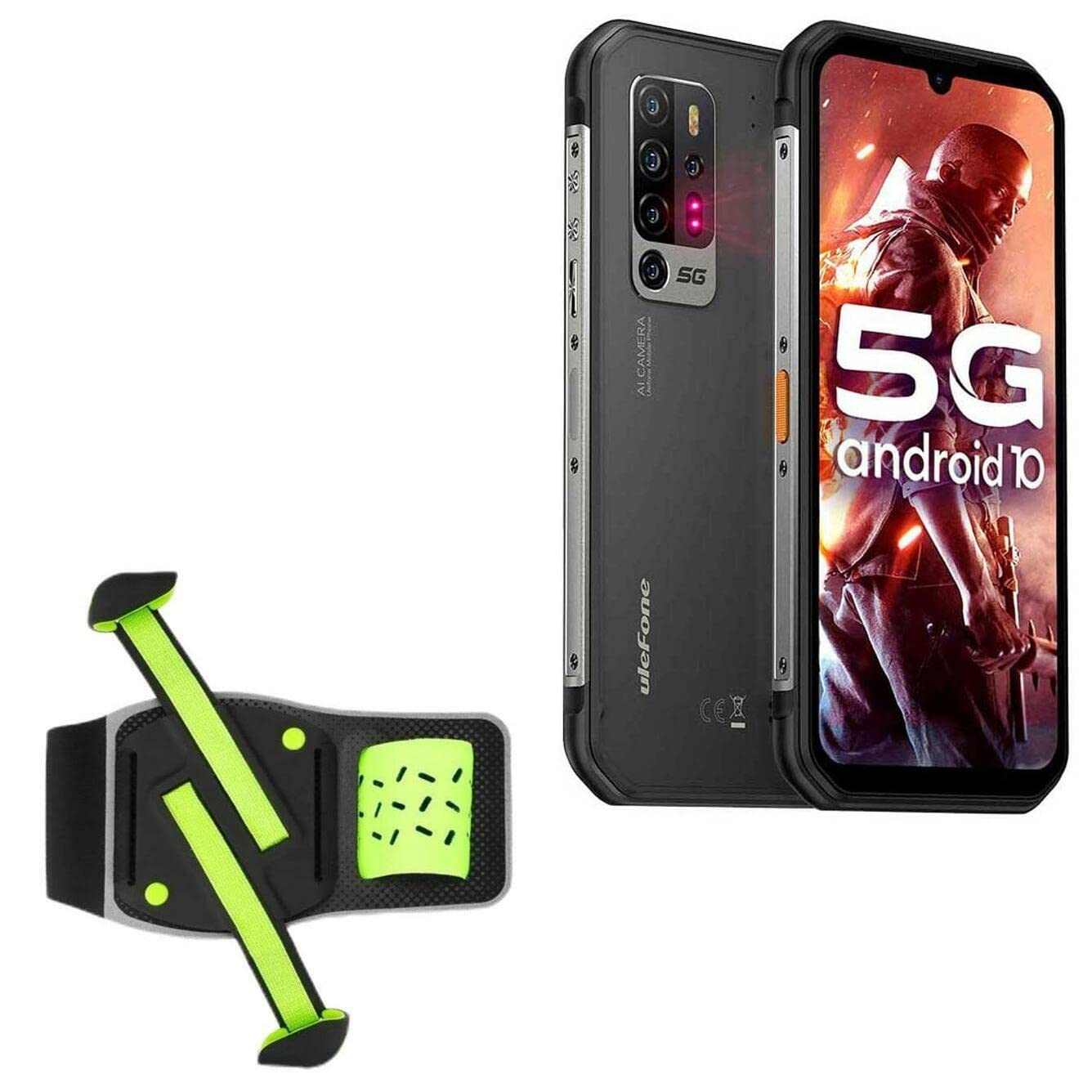 BoxWave Holster Compatible with Ulefone Armor 11 5G - FlexSport Armband, Adjustable Armband for Workout and Running - Stark Green