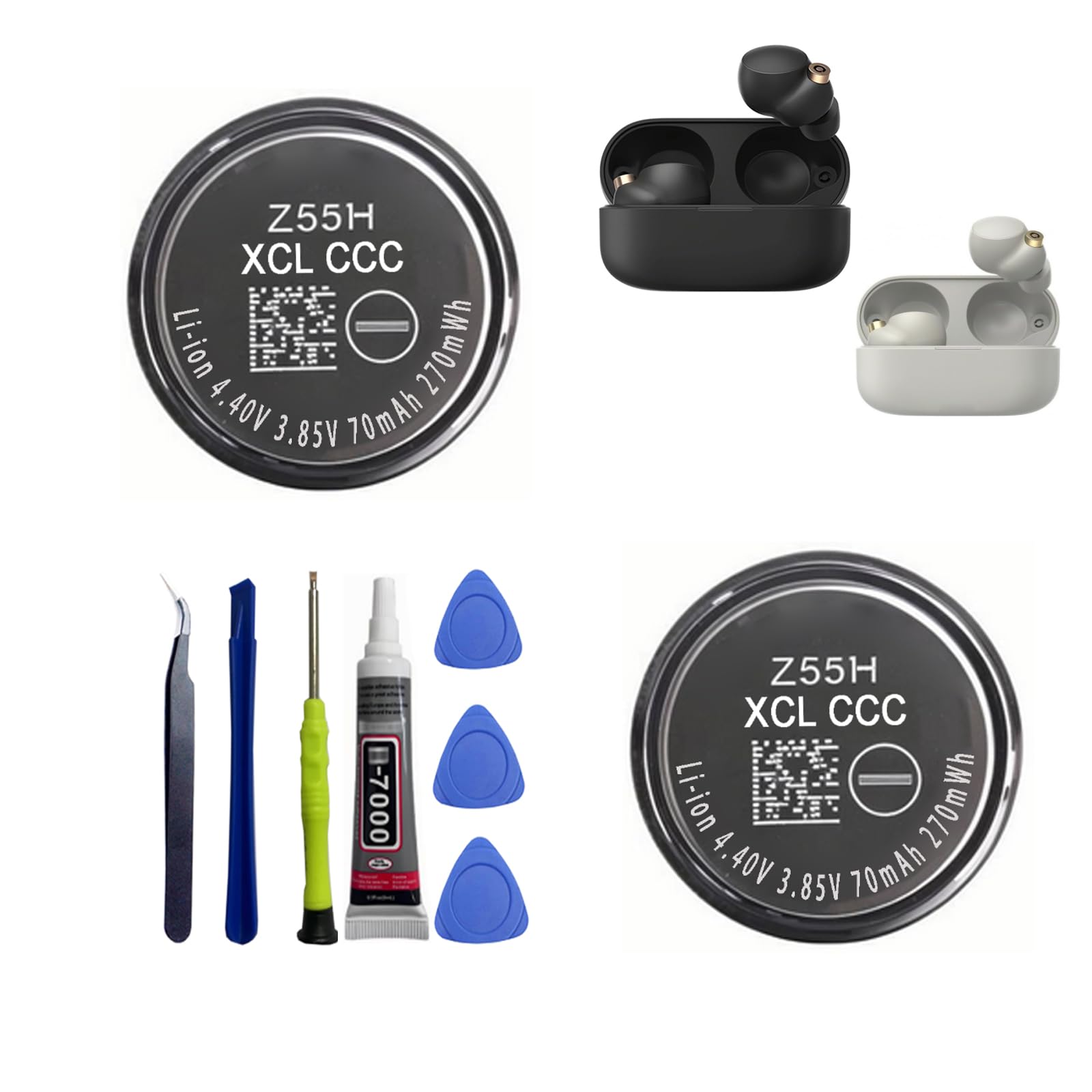 Mise à Niveau 2025) Lot De 2 Batteries De Rechange HIGHAKKU Z55H Compatibles Avec So-NY WF-1000X WF-1000XM4 WF-1000XM3 WF-SP900 WF-H800 WF-SP700N WF-XB700 WF-C700N WF-C500 Écouteurs Bluetooth