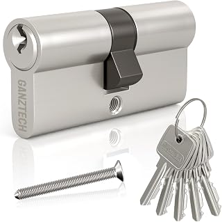 30/30 (60mm),Nickel Türzylinderschloss, Schlüssel Schlüssel mit 5 Standardschlüsseln, Euro Zylinderschloss aus Aluminiumlegierung,Verbundtüren und UPVC