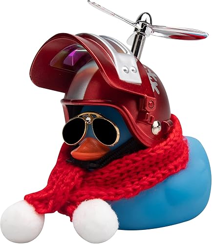 Miniatura 8 de wonuu Adornos de pato de goma para decoración de automóvil, decoraciones de tablero de automóvil, gafas geniales de pato con casco de hélice