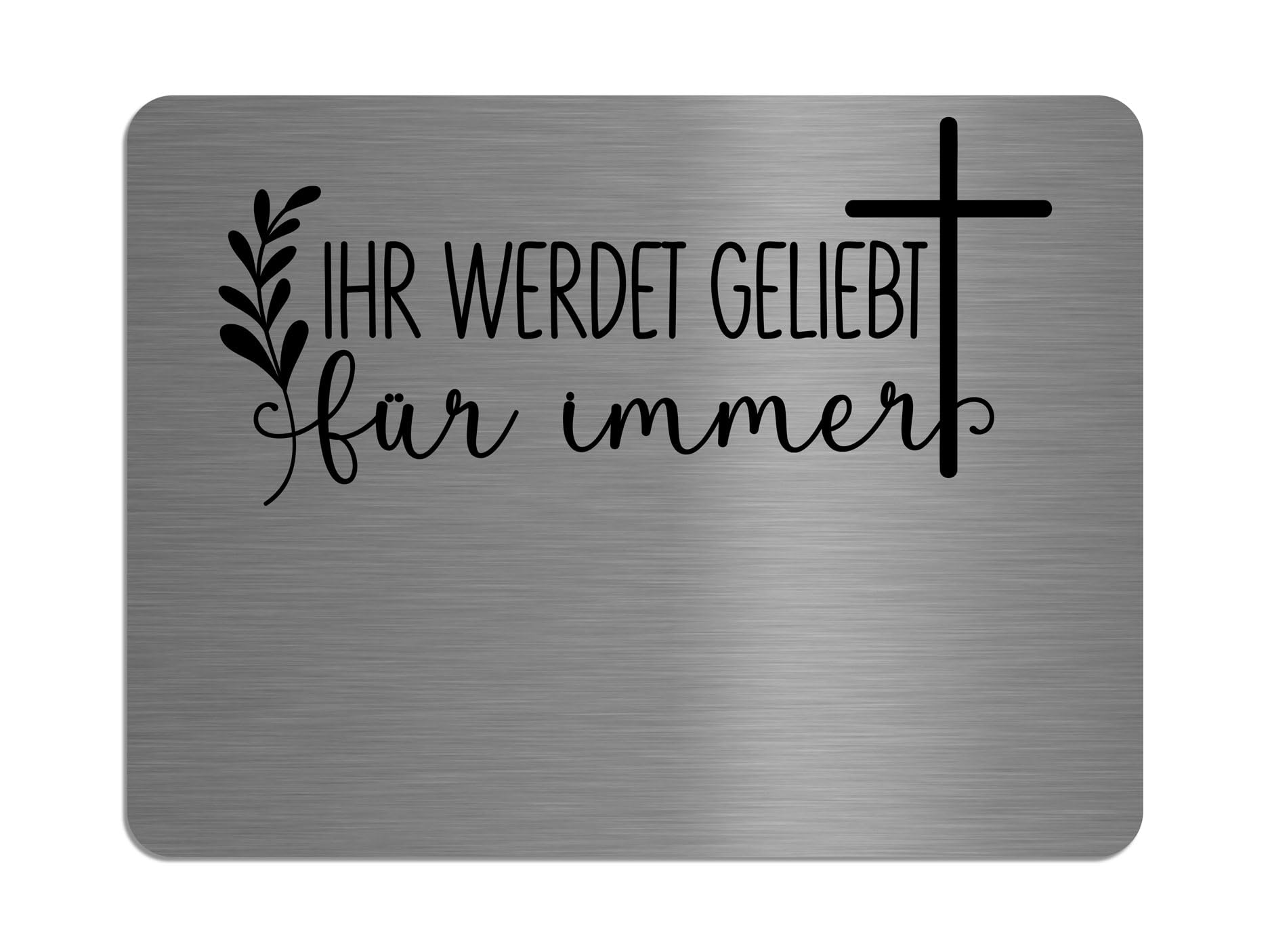 Jung Edelstahl Design Edelstahl Gedenktafel – Wetterfeste Grabtafel mit individueller Gravur – Personalisierte Gedenktafel für Friedhof und Gärten – V2A Edelstahl – Verschiedene Designs & Größen