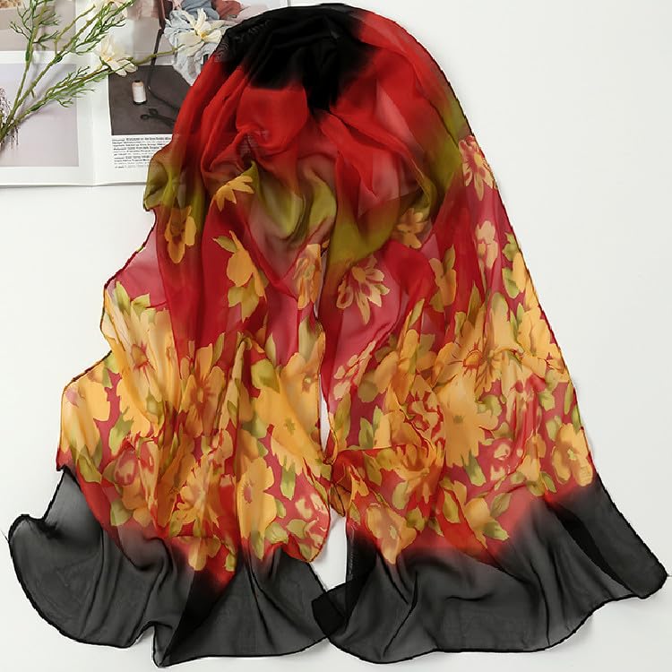 Generic Fashionable Chiffon Scarves, Women's Beach Accessory, Floral Pattern, 160*50CM, Elegant Design, Versatile Sunscreen Scarves2