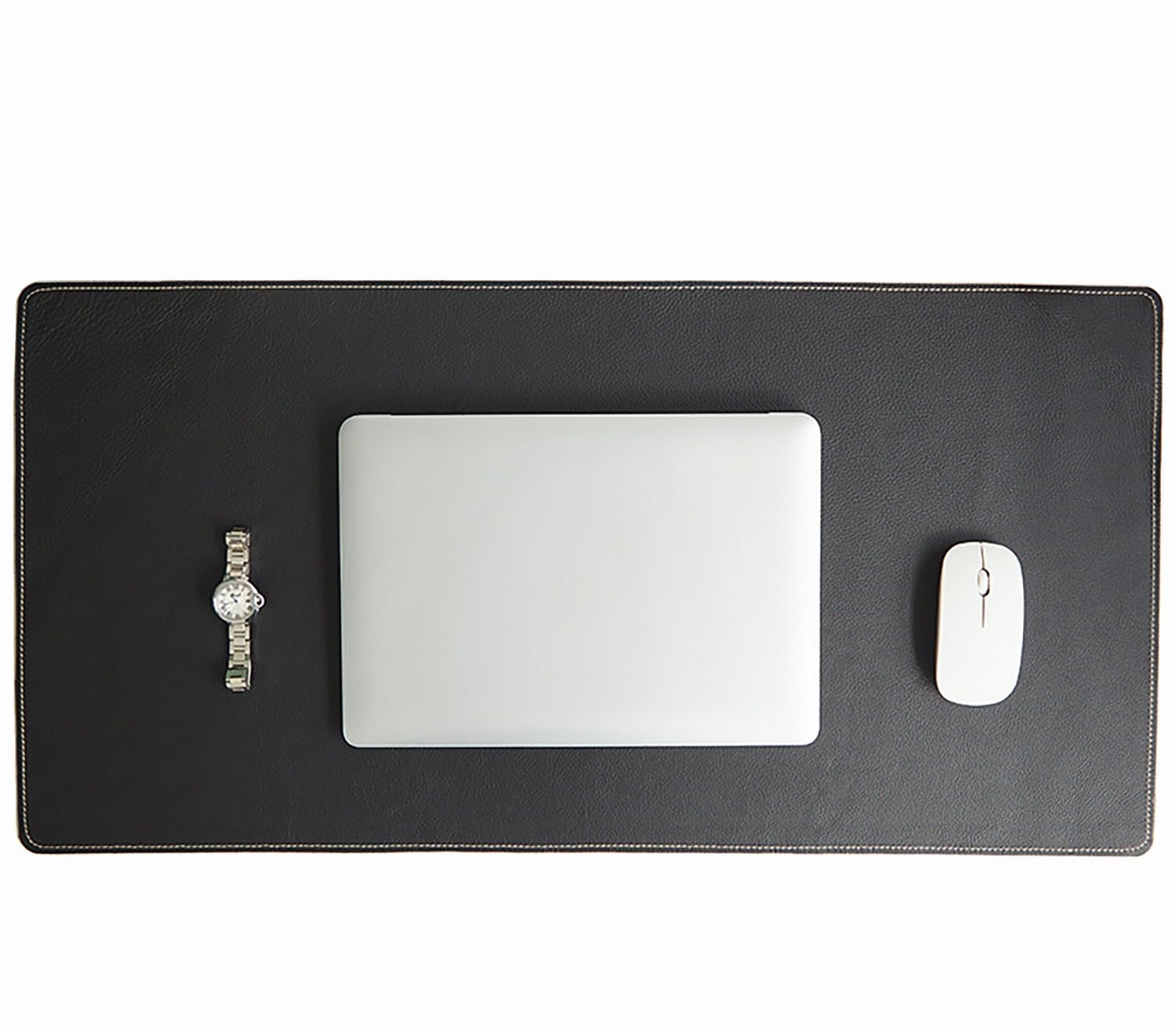 Tappetino da scrivania, Sottomano da scrivania in vera pelle 70x30cm, Tappetino per mouse da ufficio XL, Protezione antiscivolo per tastiera di laptop(Black,100x50cm)