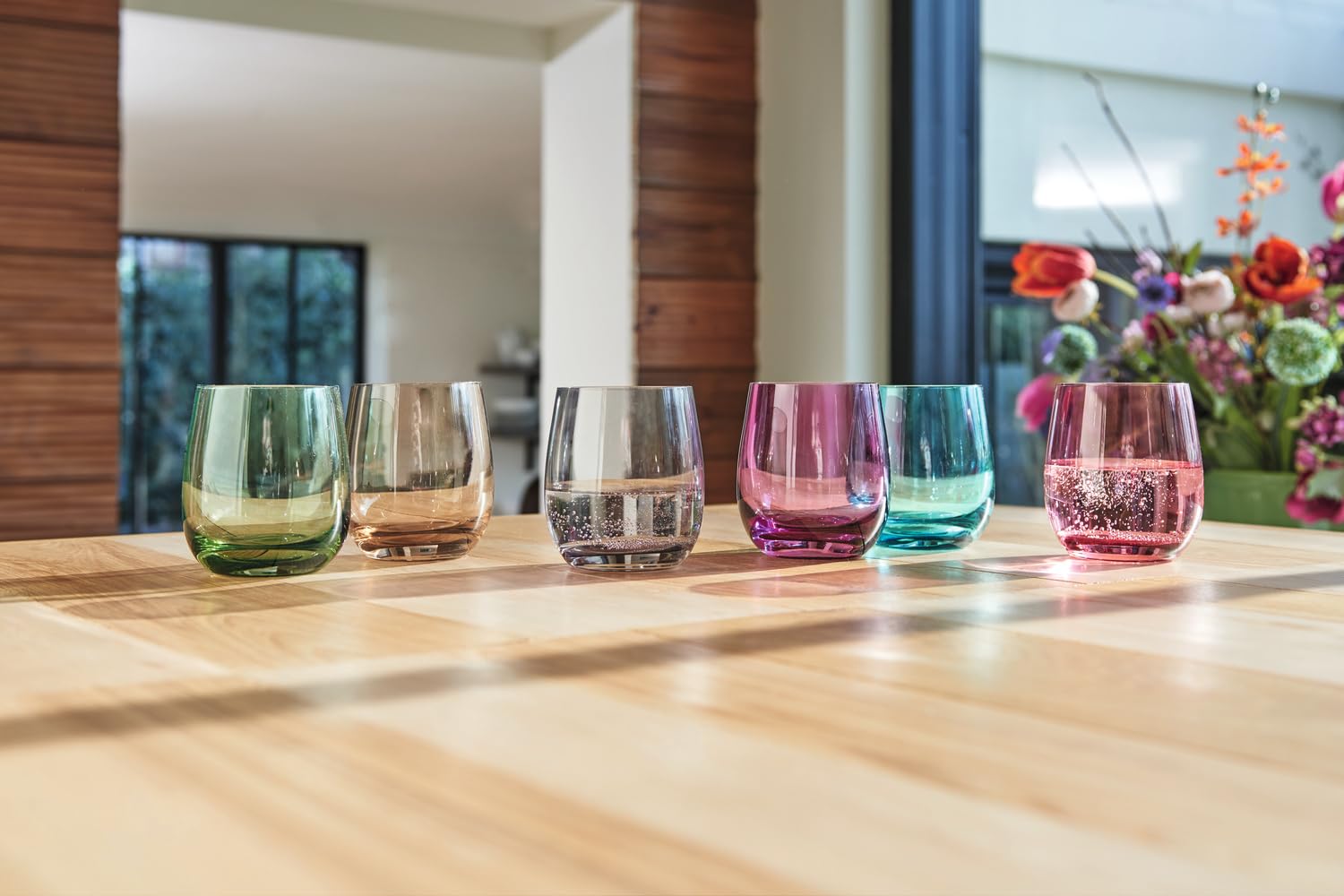 LEONARDO HOME Trinkgläser SORA (6er Set) • Bunte Wassergläser (360 ml) • 6 Farben • Spülmaschinenfest & Langlebig • Mehrfarbige Gläser für Zuhause, Restaurants & Partys • Saft-Glas Sora • 047289 | Gläser, Wasser-Gläser, Trink-Becher in 6 Farben 360 ml, Bu