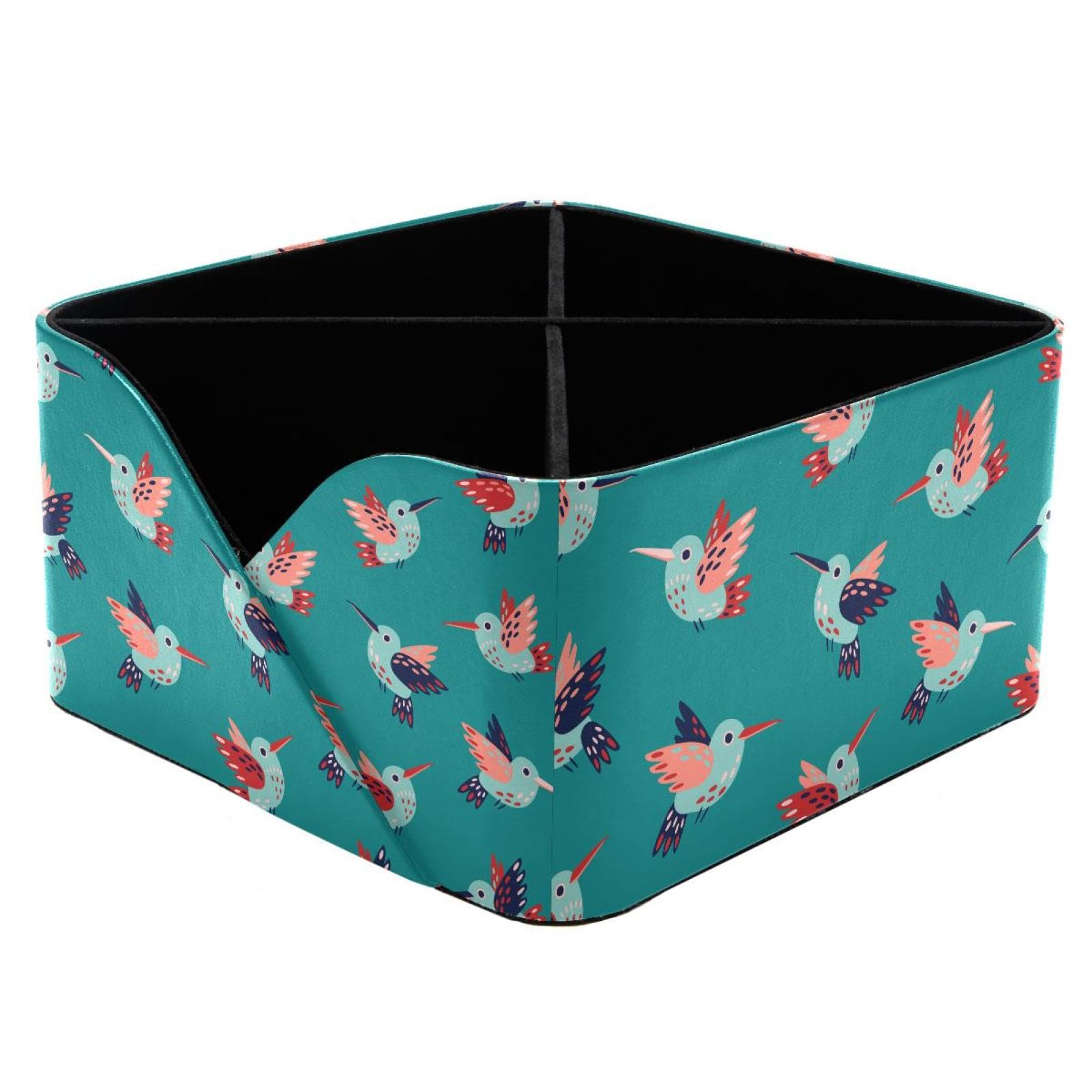 KengjuTesu Hummingbirds Pattern Desktop Organizer Pen Holder, Rectangular Pencil Cup for Office, Study and Makeup Stations