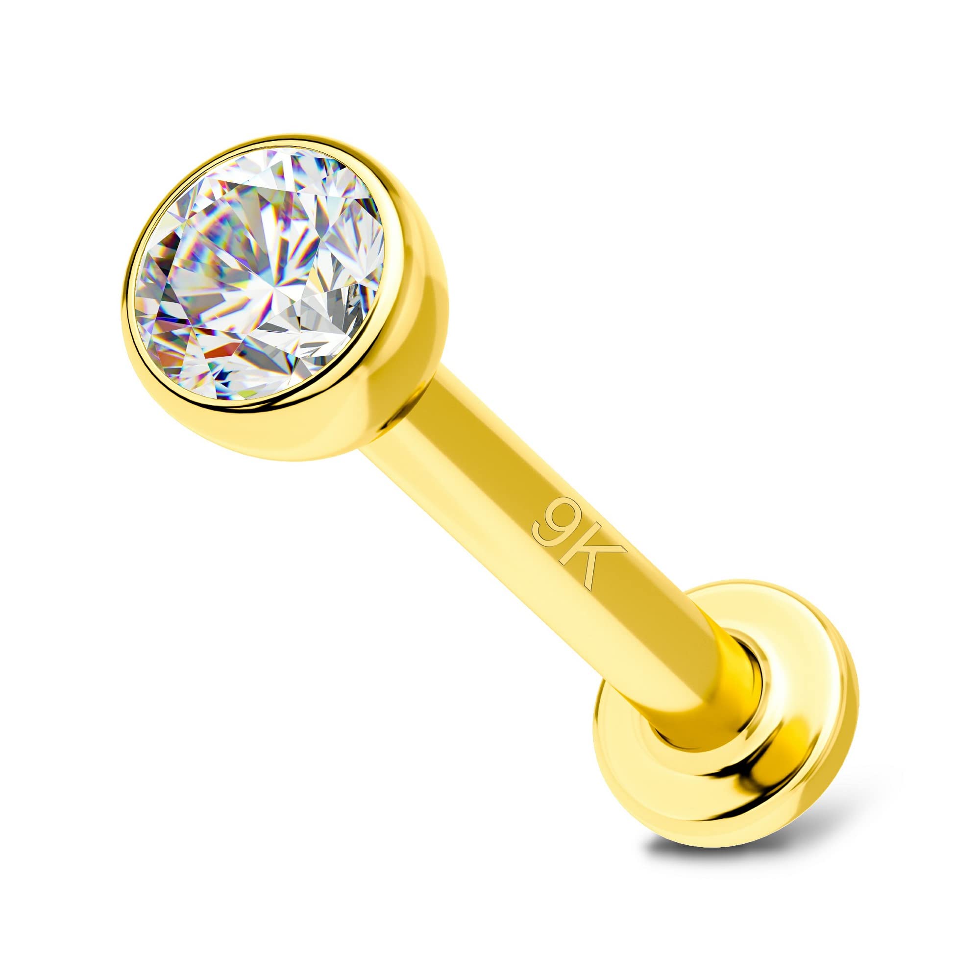 OUFER 16G 9K Gold Lippenpiercing 8 mm Lip Piercing Helix Stud Ear Conch Ring Labret Bar Medusa Monroe Ohrpiercing Knorpel Tragus Cartilage Earrings Schmuck Women Men