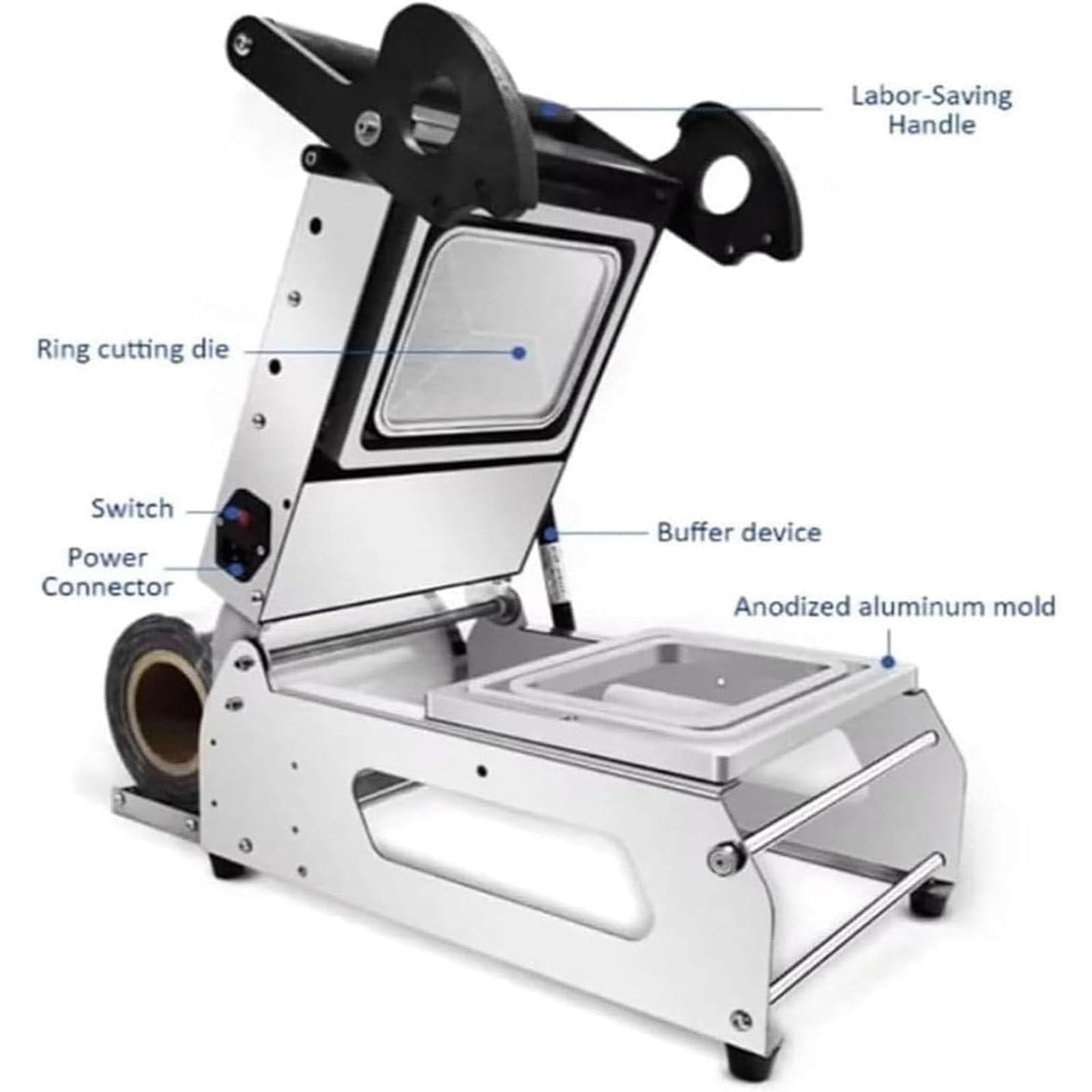 Máquina Termoselladora Comercial para Bandejas De Carne, Máquina Semiautomática para Envasar Comida para Llevar, Selladora Manual De Cajas De Comida para Llevar.