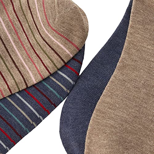 Peds womens Light Brown and Denim Heather Solids and Stripes Crew Socks 4 Pairs3