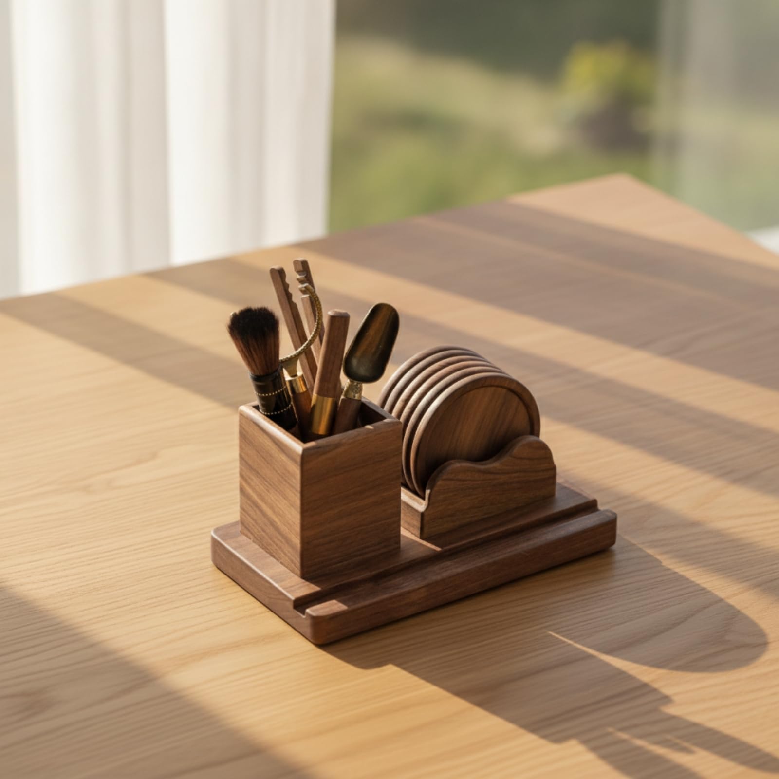 Industrial Coasters Organizador de Té Soporte para Posavasos Posavasos de Mad Construcción Base Rectangular Adecuado para del Té Oficina Escritorio Hogar