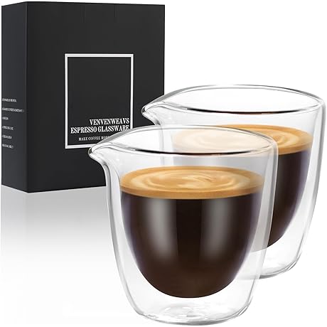 Espresso Cups Set Of 2,Double Wall Espresso Shot Cups