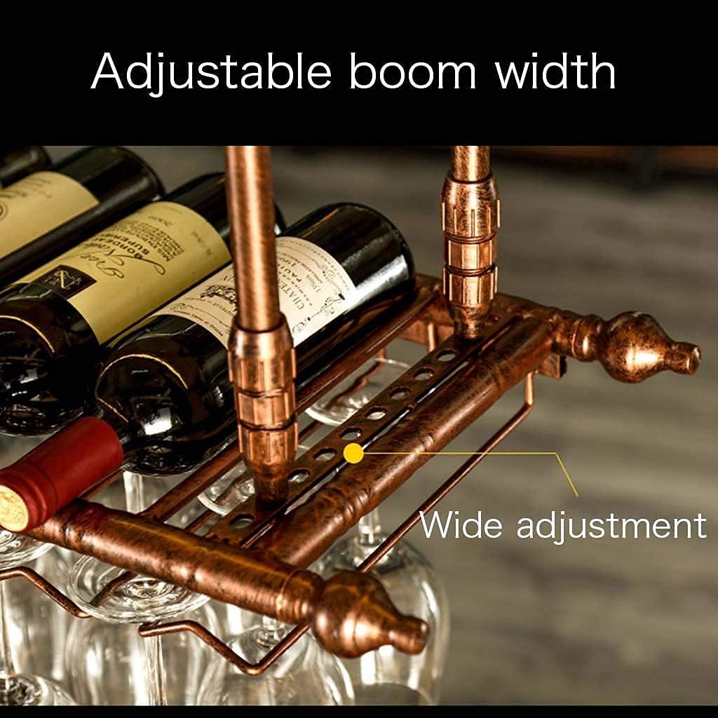 Adjustable Metal Wine Rack Ceiling Mounted Wine Glass Holder Retro Style Goblet Rack for Restaurants and Kitchens Black 150 * 30Cm