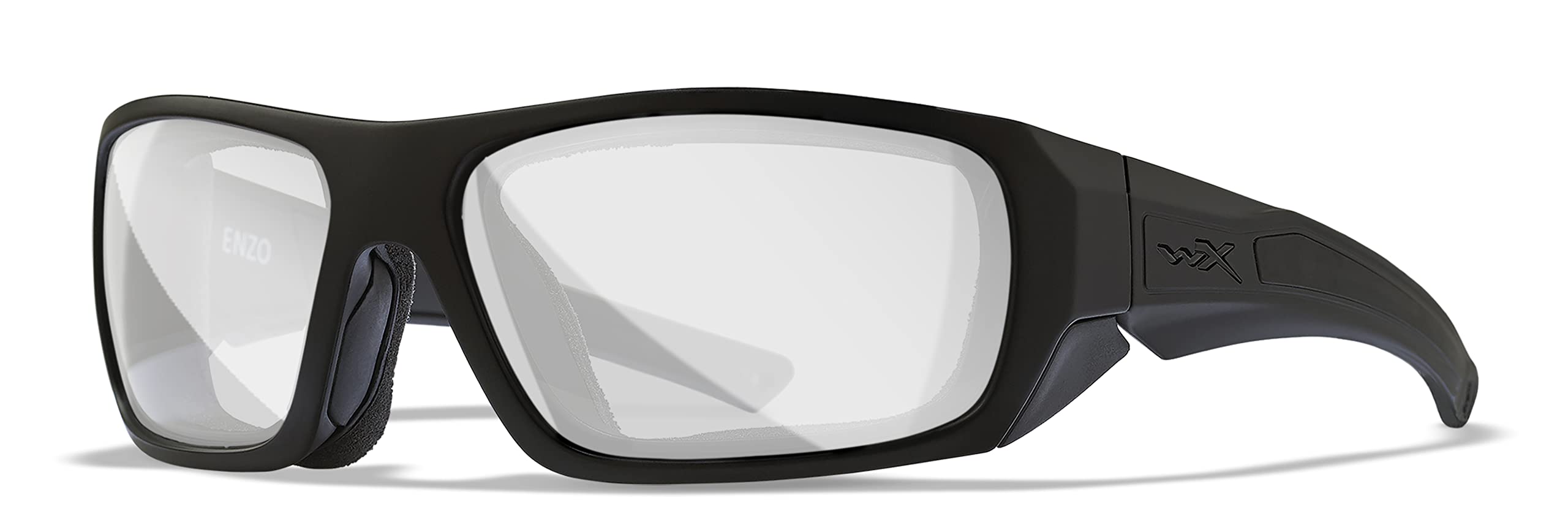 Wiley X Enzo Sunglasses, ANSI Z87 Safety Glasses for Men and Women, UV Eye Protection for Shooting, Fishing, Biking, and Extreme Sports, Matte Black Frames, Clear Lenses