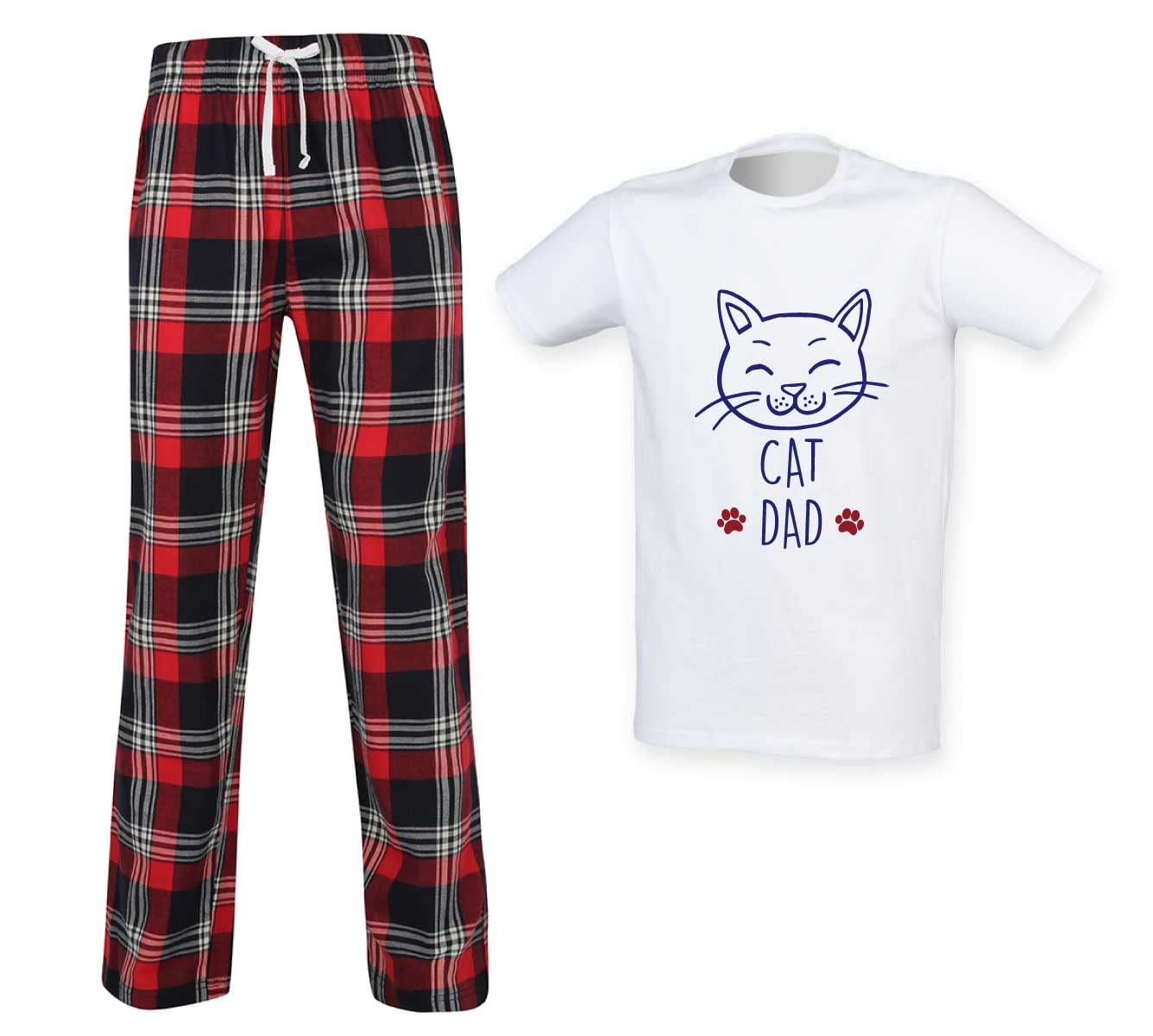 60 Second Makeover Limited Cat Dad Tartan Mens Pyjamas Set Fathers Day Pet Clothes Present Pjs Funny Cat Gifts Nightwear Pjamas Pajamas Mens Pyjamas Green - Medium