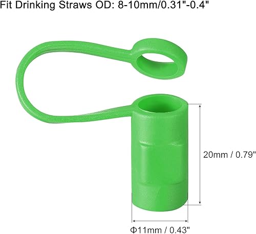 Miniatura 2 de uxcell 12 tapas de pajita, cubierta de silicona verde para pajitas de 0.315-0.394 in de diámetro exterior, puntas de popote reutilizables a prueba