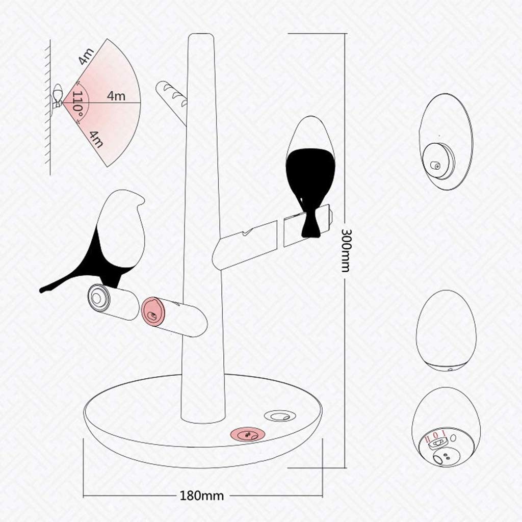 ADITAM Fashion Night Light Soporte de madera maciza Lámpara de noche Carga LED Porche Sensor Luz Inteligente Cuerpo humano Iluminación de inducción para dormitorio Estudio al aire libre (B) Double the