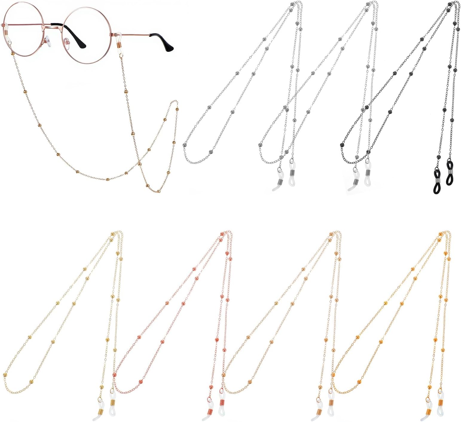 7Pcs Eyeglass Holders Around Neck Eyeglass Chain beaded eyeglasses chains for women Vintage Reading Glasses Chain for Girls Kids Men