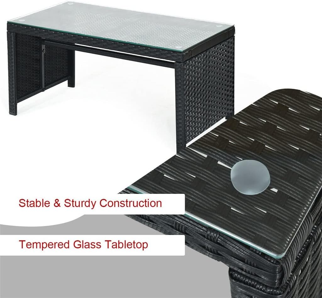 4PCS Patio Rattan Furniture Conversation Set Cushion Sofa Table Garden Red Single Coffee