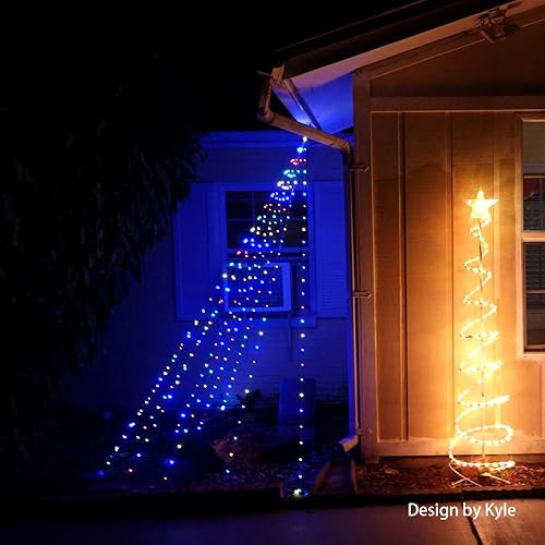 Miniatura 5 de YASENN Guirnalda de luces con estrella superior de 350 luces LED de 11 pies para decoración de Navidad al aire libre, 8 modos, luces de Navidad para