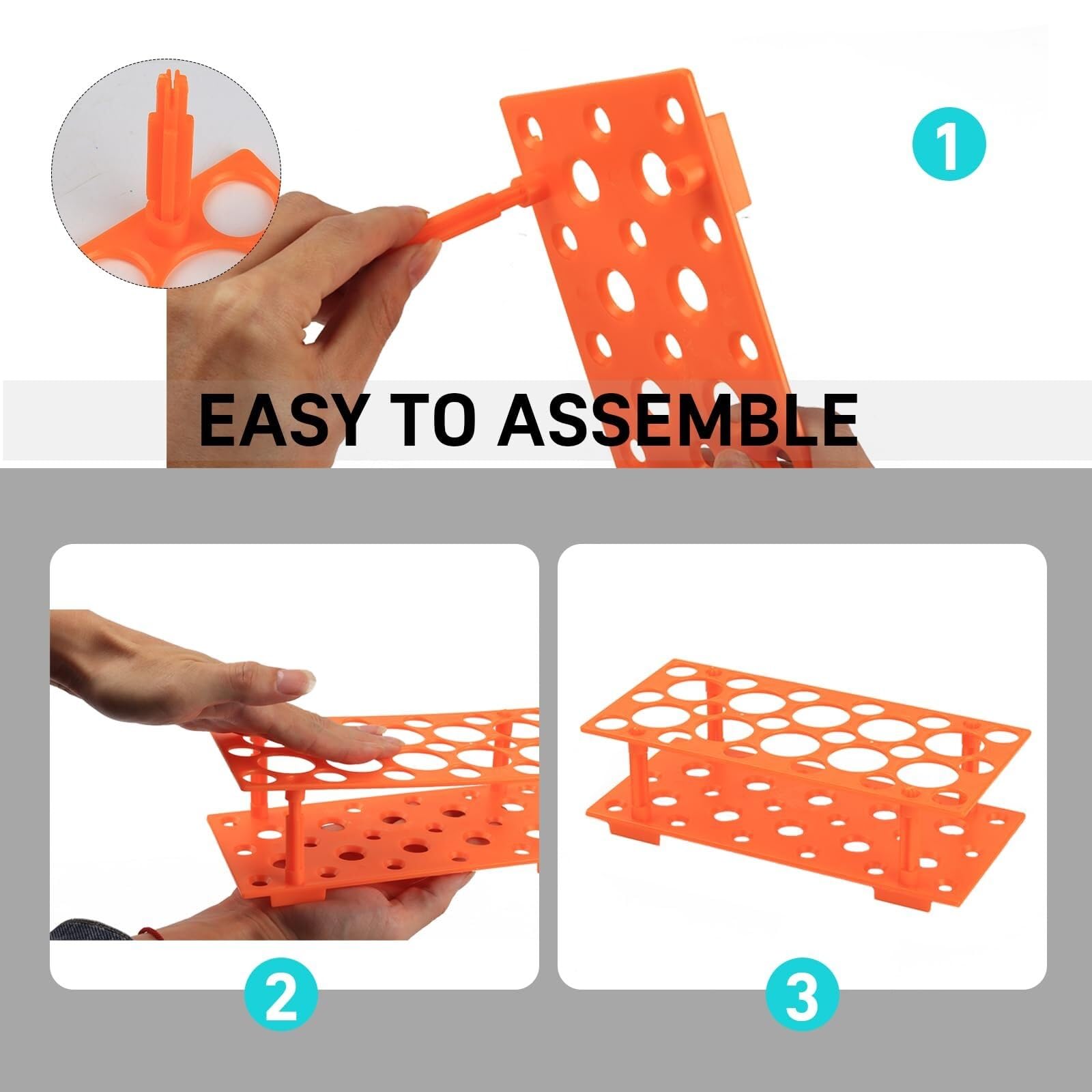 Soporte de Laboratorio Gradilla For Tubos De Ensayo (2 Unidades), Soporte Plástico Desmontable Gran Profundidad For Centrífuga 10 Ml, 15 Y 50 Gradilla para Tubos(Oranje,2 PCS Small)