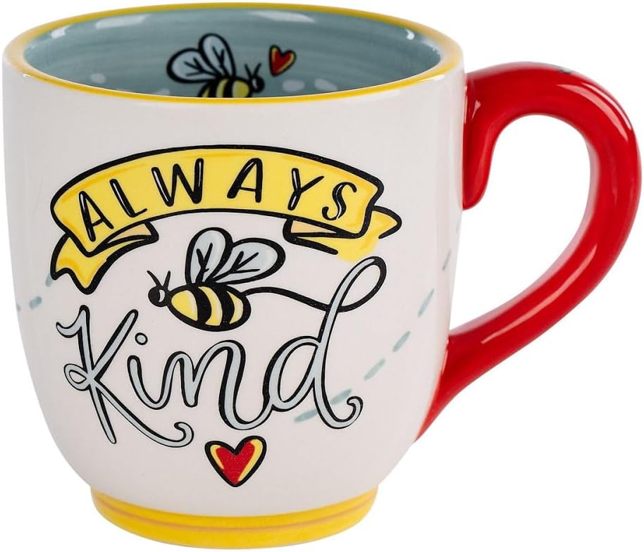 Glory Haus Handpainted 16 oz Beehive Be Kind Mug - Ceramic Coffee Cup for Hot Chocolate, Tea, and Coffee, Ideal Teacher, Mother, or Friend Appreciation and Christmas Gift, Kitchen Home Decoration
