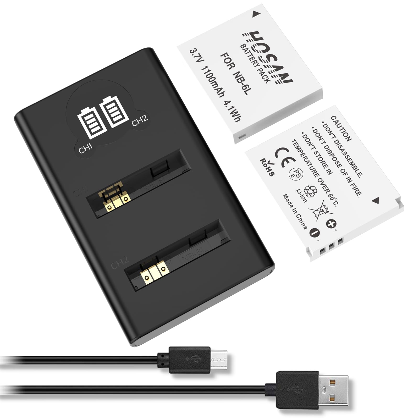 Amazon | HOSAN NB-6L 純正互換 バッテリー 2個 + USB 急速充電器 対応 