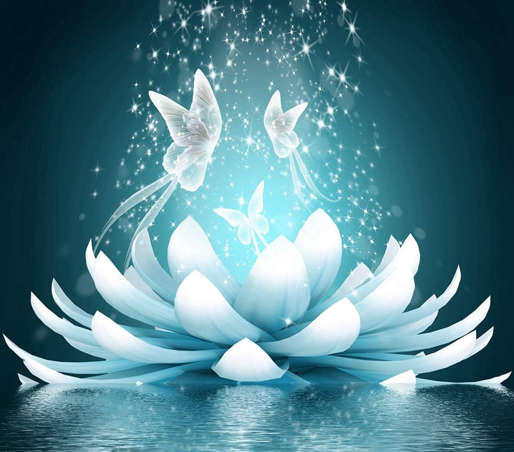 DIY 5D Diamond Painting Kit Lotus Flower Blue Nirvana Light Magical Meditation Star Zen Butterfly 16" X 20" Adult Full Drill Rhinestone Cross Stitch Art Crafts for Home Decoration