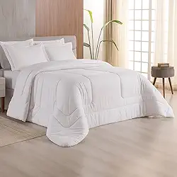 Edredom Solteiro 400 Fios Dupla Face Matelado Toque Acetinado 01 Peça Branco