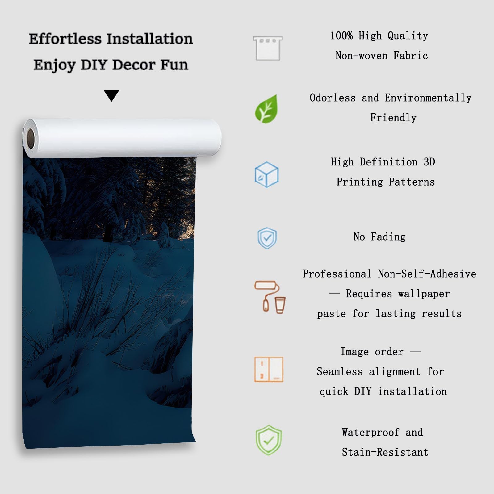 Natura noc 300 x 210 cm XXL fresk ścienny do dużego salonu i przestrzeni handlowej, tapeta z włókniny droga mleczna ośnieżone góry drzewa panoramiczna ściana akcentująca, nowoczesny design