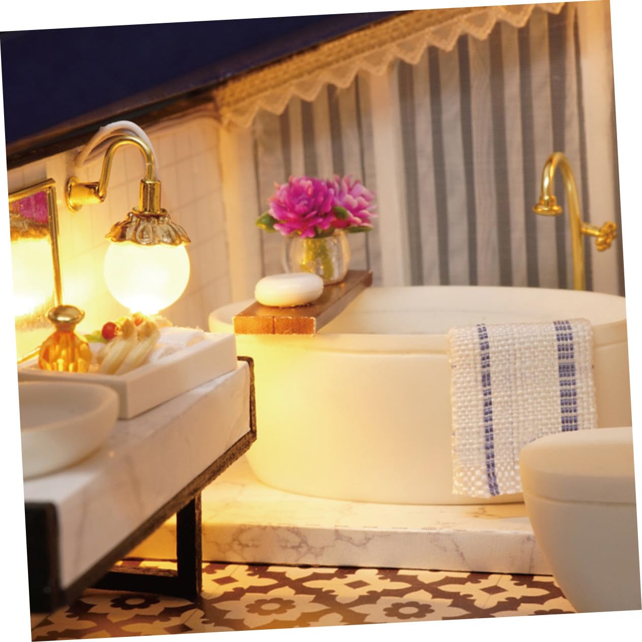BESTonZON Modelo de Cabina DIY para Casa de Muñecas, Juguete de Montaje Manual de Madera y Plástico, Fácil de Construir y Decorativo Familia en Casa