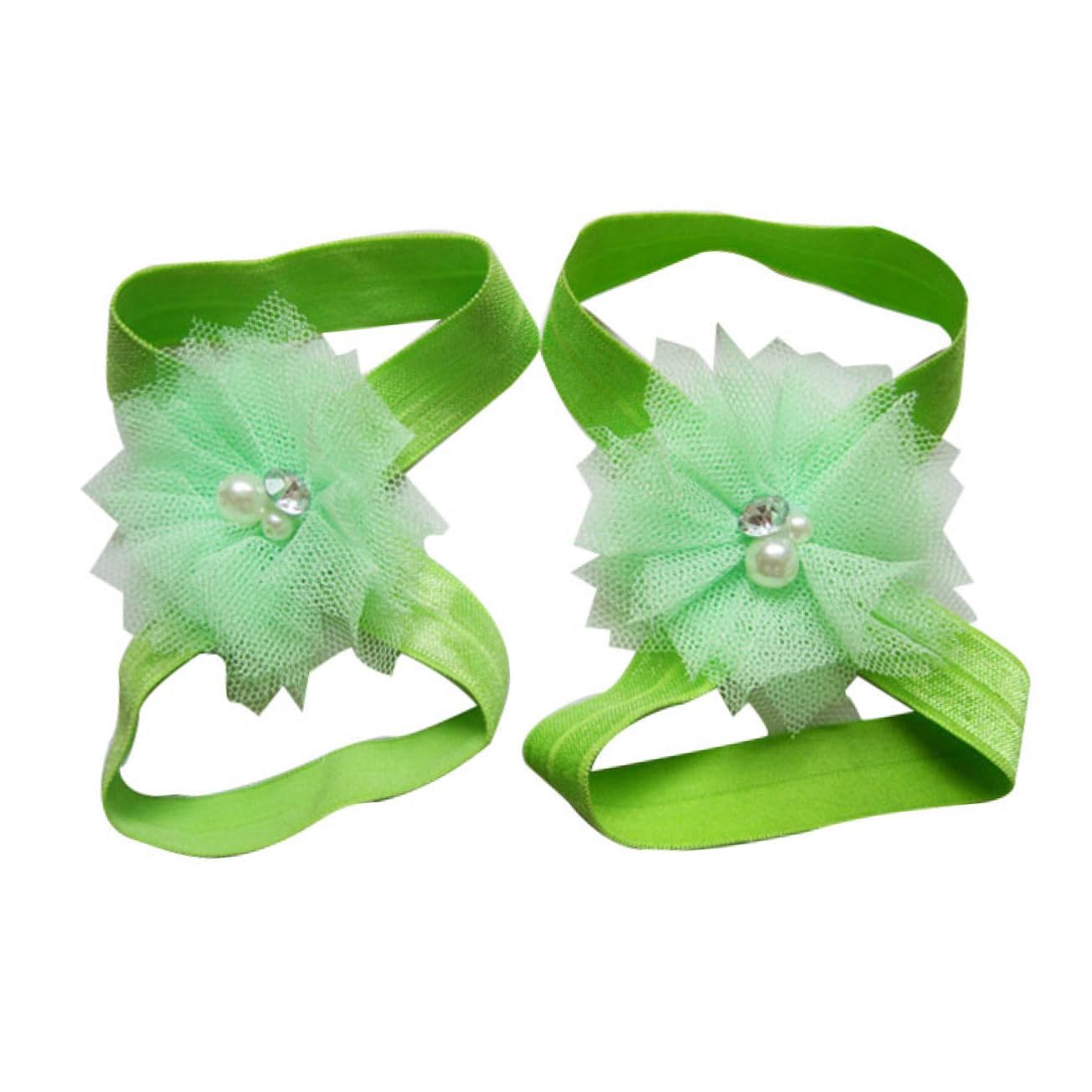 BESTonZON Infant Girls Chiffon Barefoot Sandals Flower Sandal Sock Shoes for Toddlers