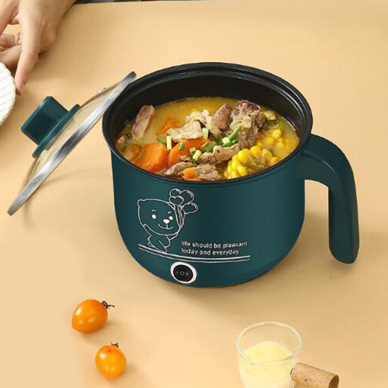 Sharplace Mini Hot Pot Ramen Cooker Antihaft-tragbare elektrische Mehrzweckpfanne für Home Office Dorm, Einzelne Schicht Grün