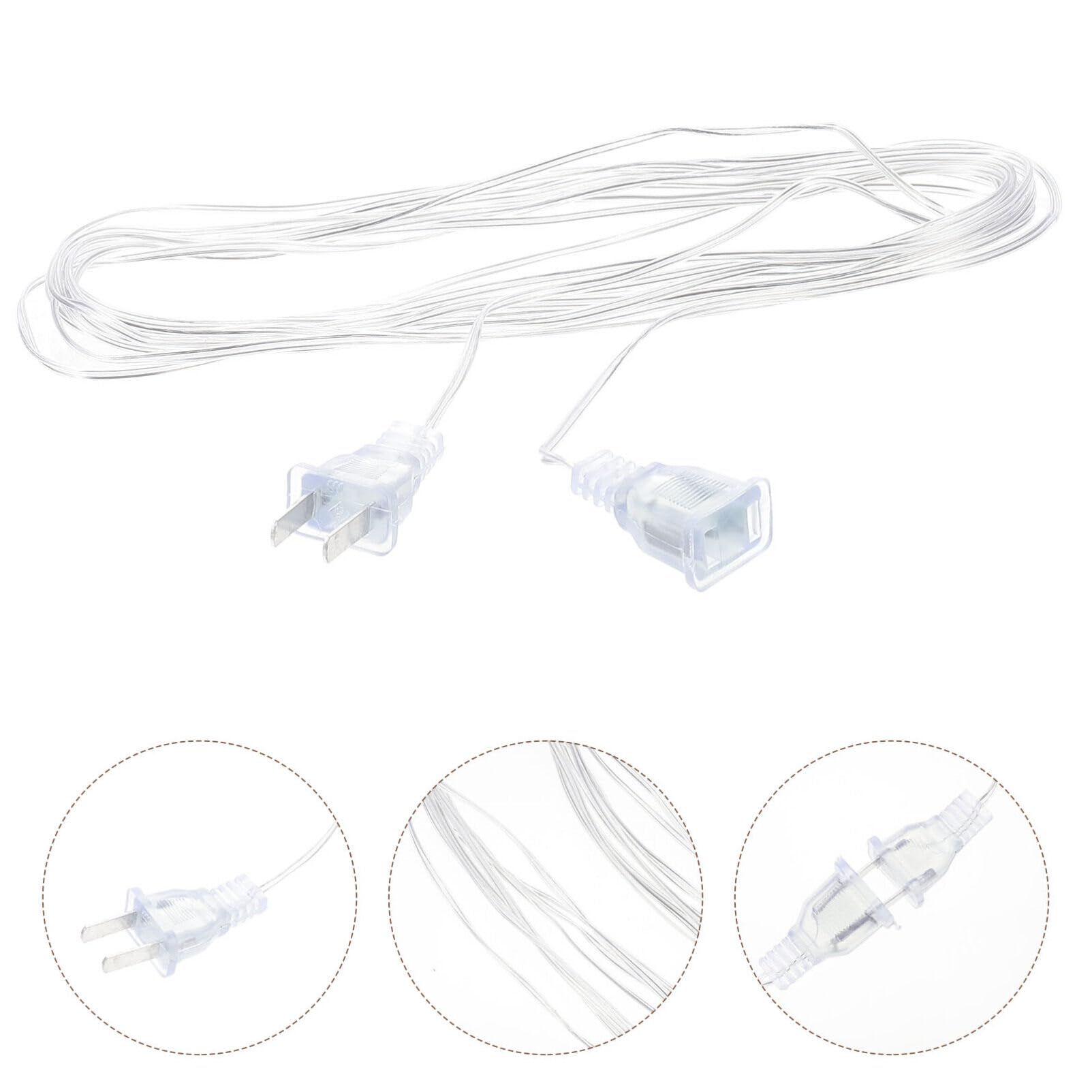 16.4ft Clear Extension Cord - Male To Female LED Light Power Cable For Indoor/Outdoor