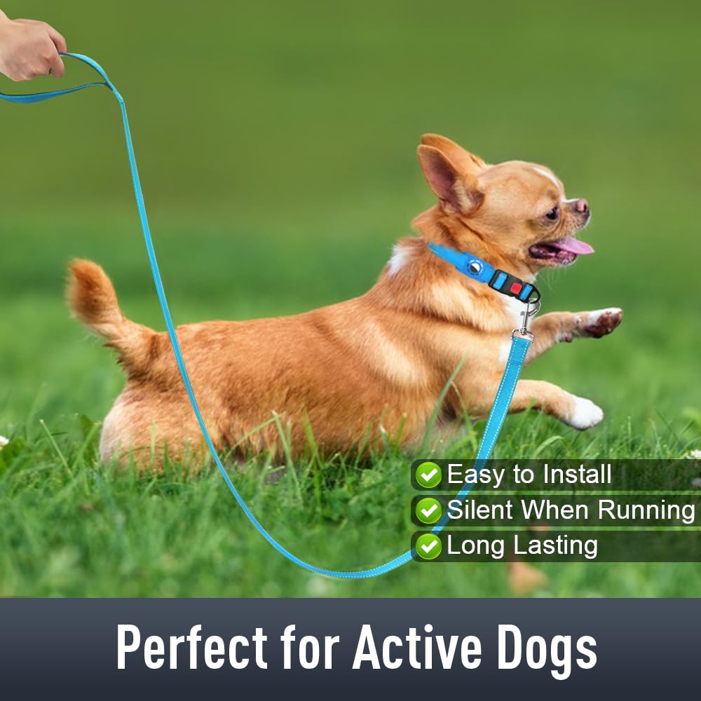 Airtag, collare per cani e cuccioli, collare riflettente per cani con supporto AirTag, morbido imbottito e fibbia di sicurezza, collare in nylon regolabile per tutte le razze, blu cielo
