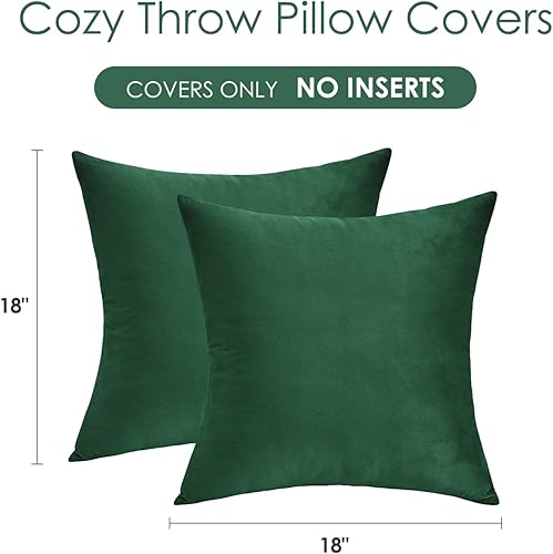 Miniatura 6 de Juego de 2 fundas de almohada decorativas de terciopelo verde oscuro, de 18 x 18 pulgadas, fundas de almohada de color verde esmeralda suaves para