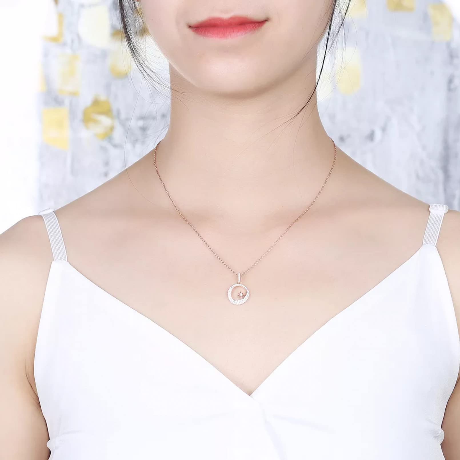 Halskette Mode S925 Silber Halskette Ohrring Set Frauen Mode Anhänger Schlüsselbein Kette Geschenk für Freundin