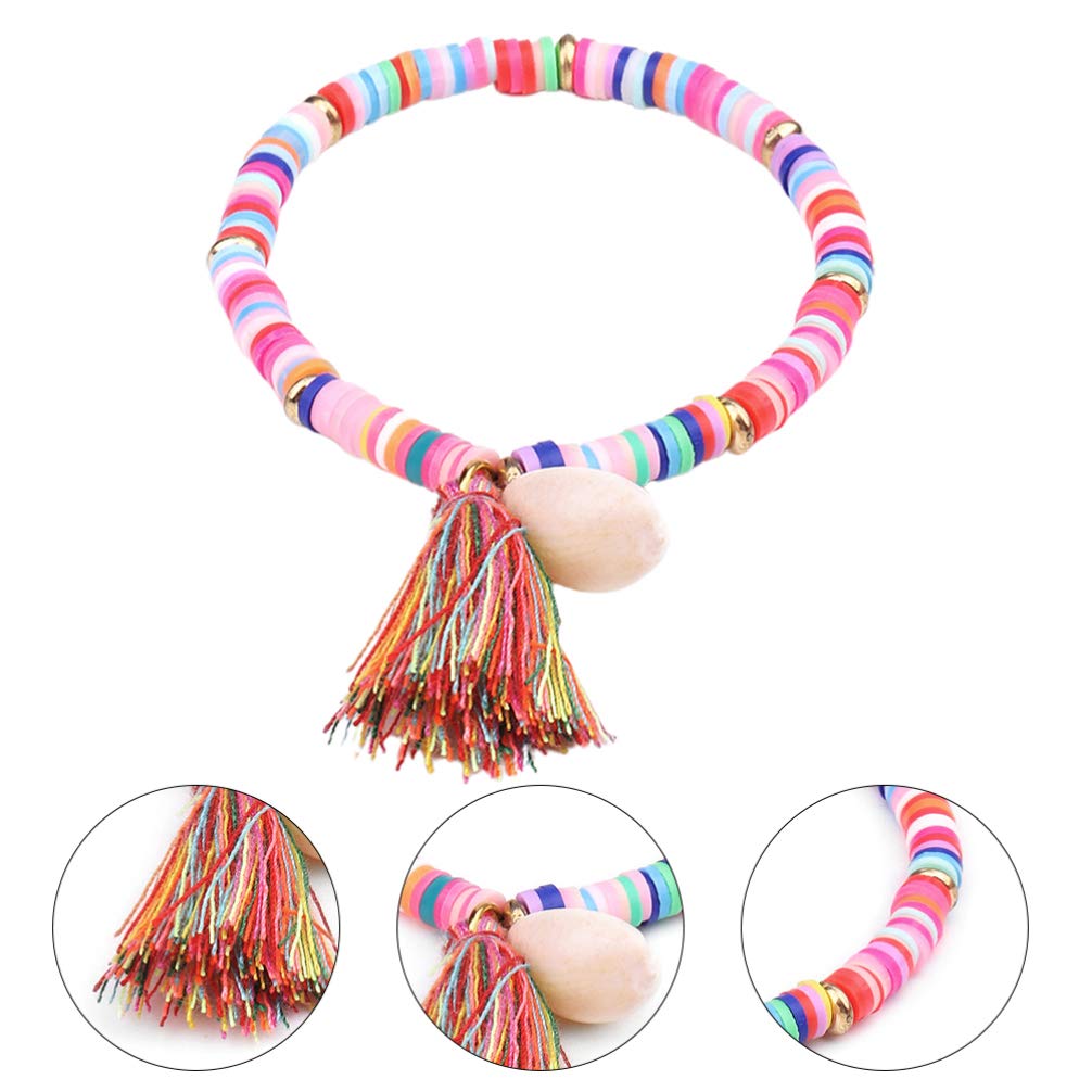 XANAYXWJ Heishi Surfer Braccialetti in Argilla Arcobaleno con Disco in Vinile con Perline Bracciale Estivo da Spiaggia per Amicizia in polimero
