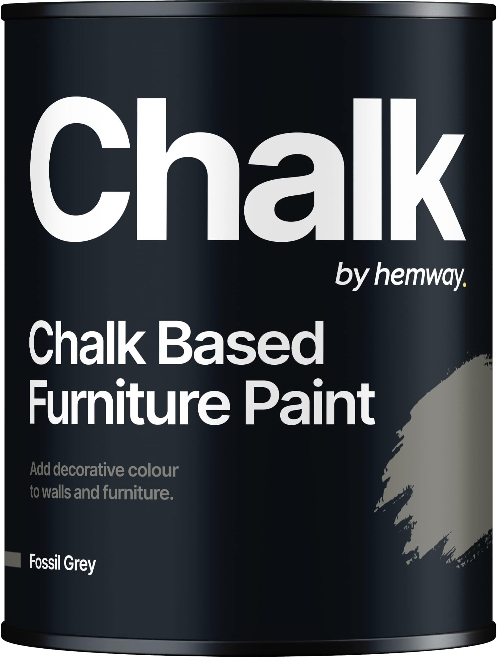 Hemway Matte Shabby Chic Chalk Based Furniture Paint 1L Fossil Grey Suitable for Interior Furniture, Wardrobes, Shelves, Tables and Chairs, Quick Drying Chalky Finish Smooth Touch