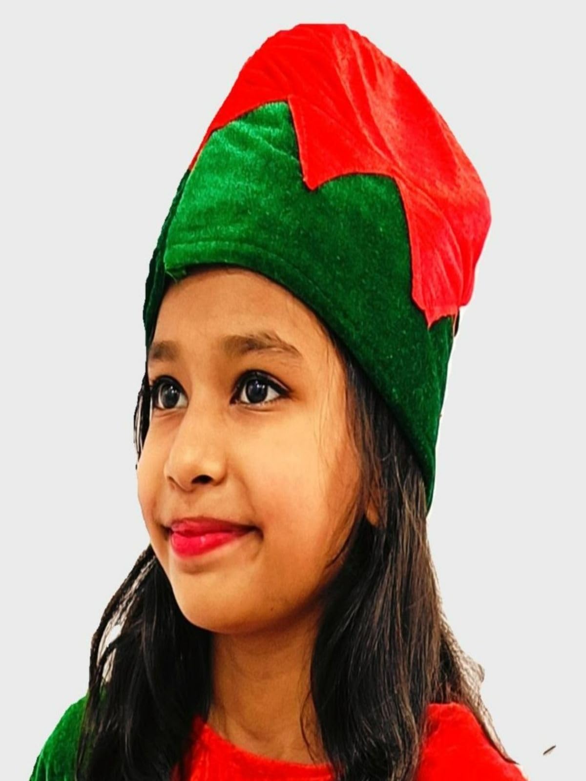 BookMyCostume Santa’s Elf Cap Christmas Movie Character Kids Fancy Dress Costume Accessory | Red & Green Elf Hat | Elf Cap | Santa Claus Theme Christmas - Free Size